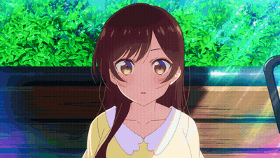A Girl With Long Hair Is Sitting On A Bench GIF