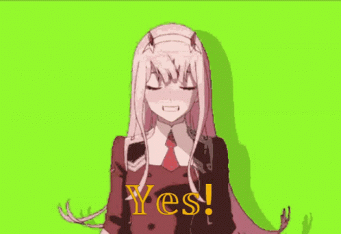 A Girl With Long Pink Hair Is Saying Yes GIF
