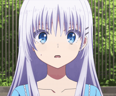 A Girl With Long White Hair And Blue Eyes GIF