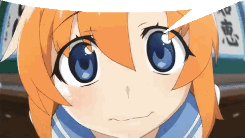 A Girl With Orange Hair And Blue Eyes Has A Speech Bubble Above Her Head With Chinese Writing On It Sticker