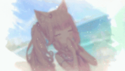 A Girl With Pigtails And A Cat Ears Is Covering Her Nose With Her Hand . GIF