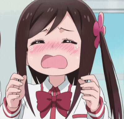 A Girl With Pigtails And A Pink Flower In Her Hair Crying GIF