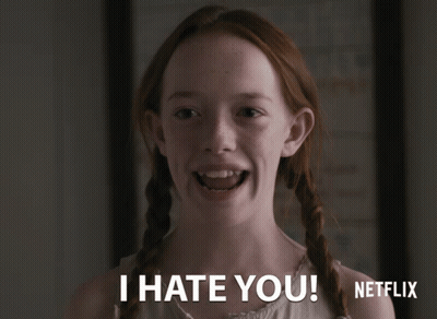 A Girl With Pigtails Says " I Hate You " GIF