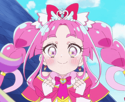 A Girl With Pink Hair And A Heart Shaped Crown GIF