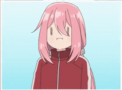 A Girl With Pink Hair And A Red Jacket Is Making A Face . GIF