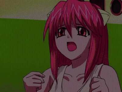 A Girl With Pink Hair And A White Tank Top Is Screaming GIF