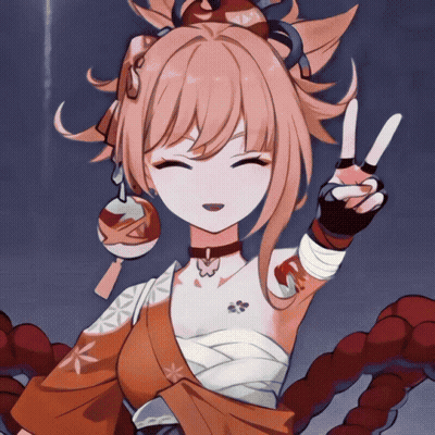 A Girl With Pink Hair And Bandages On Her Arm Giving A Peace Sign GIF