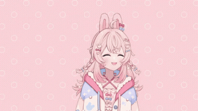 A Girl With Pink Hair And Bunny Ears Is Smiling GIF