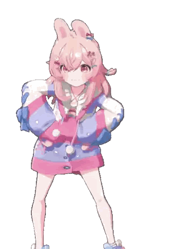 A Girl With Pink Hair And Bunny Ears Is Wearing A Pink And Purple Jacket Sticker