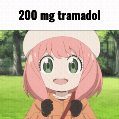 A Girl With Pink Hair And Green Eyes Is Wearing A Hat And Smiling With The Words 200 Mg Tramadol Written Below Her GIF