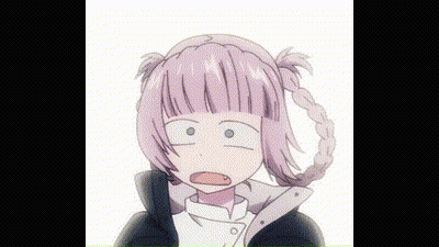 A Girl With Pink Hair And Pigtails Is Making A Funny Face . GIF