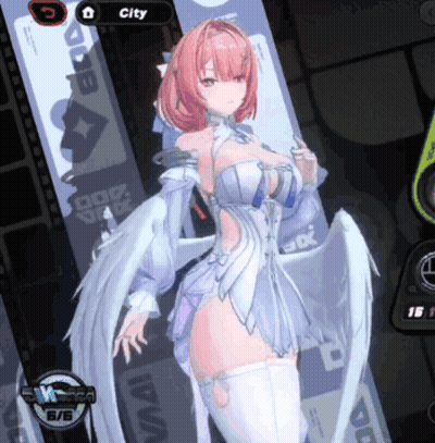 A Girl With Pink Hair And White Wings In A Video Game GIF
