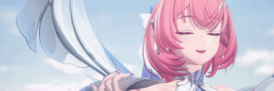 A Girl With Pink Hair And Wings Is Holding A Sword GIF