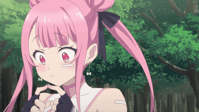 A Girl With Pink Hair Has A Bandage On Her Shoulder GIF