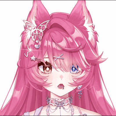 A Girl With Pink Hair Has A Butterfly On Her Hair GIF