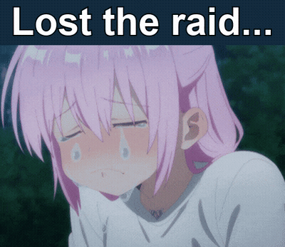 A Girl With Pink Hair Is Crying With The Words Lost The Raid Behind Her GIF
