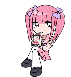 A Girl With Pink Hair Is Drinking From A Carton With Straws Sticker