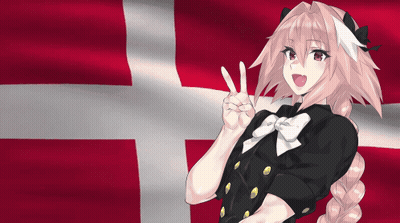 A Girl With Pink Hair Is Giving A Peace Sign In Front Of A Flag GIF