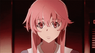 A Girl With Pink Hair Is Looking At The Camera With A Clock In The Background GIF