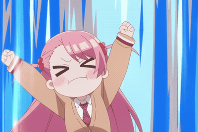 A Girl With Pink Hair Is Making A Face With The Letter V On It GIF