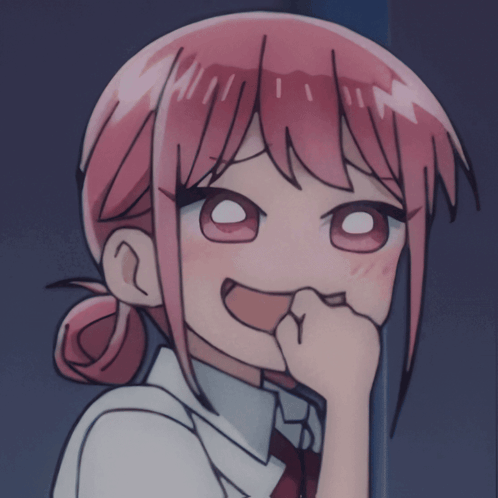 A Girl With Pink Hair Is Making A Funny Face With Her Hand On Her Mouth GIF