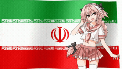A Girl With Pink Hair Is Standing In Front Of A Flag With Arabic Writing On It GIF