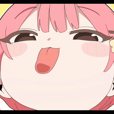 A Girl With Pink Hair Is Sticking Out Her Tongue GIF