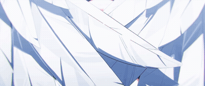 A Girl With Pink Hair Is Surrounded By Feathers GIF