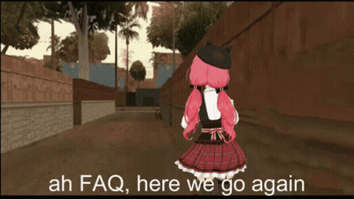 A Girl With Pink Hair Is Walking Down A Street With The Words Ah Faq Here We Go Again Behind Her GIF
