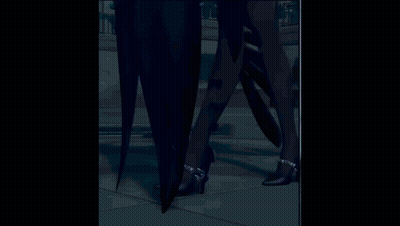 A Girl With Pink Hair Is Wearing A Black And White Outfit GIF