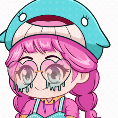A Girl With Pink Hair Wearing A Dolphin Hat And Glasses GIF