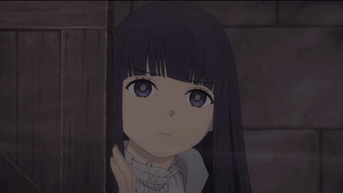 A Girl With Purple Eyes Says Gulp In A Cartoon GIF