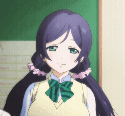 A Girl With Purple Hair And A Green And White Striped Bow Tie GIF