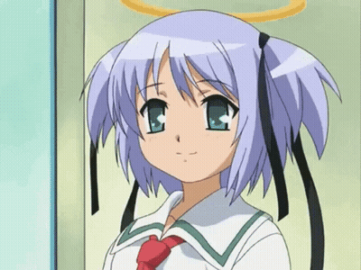 A Girl With Purple Hair And Blue Eyes Is Wearing A Red Tie GIF
