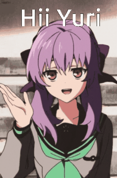 A Girl With Purple Hair And The Name Hiii Yuri GIF