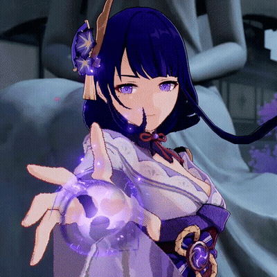 A Girl With Purple Hair Is Holding A Purple Object In Her Hand GIF