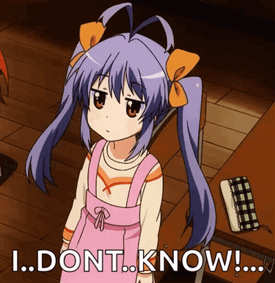 A Girl With Purple Hair Is Standing In Front Of A Sign That Says I Don T Know GIF