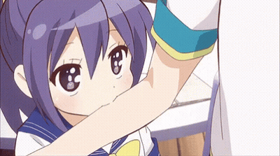 A Girl With Purple Hair Is Wearing A Sailor Uniform And A Yellow Bow Tie GIF