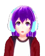 A Girl With Purple Hair Is Wearing Headphones And A Hoodie . Sticker