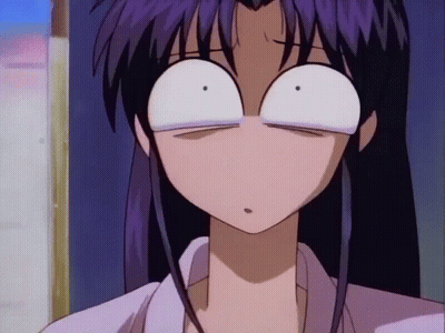A Girl With Purple Hair Making A Funny Face GIF