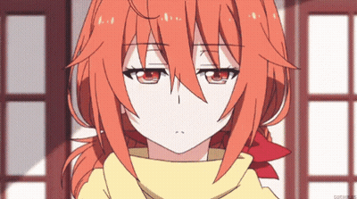 A Girl With Red Hair And A Scarf Around Her Neck GIF