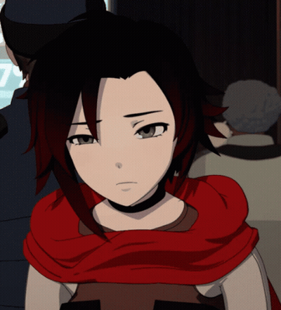 A Girl With Red Hair And A Scarf Around Her Neck Is Looking At The Camera GIF