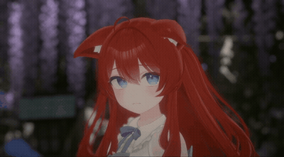 A Girl With Red Hair And White Ears Is Wearing A White Dress GIF