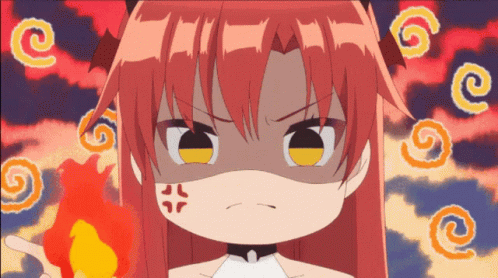 A Girl With Red Hair Has An Angry Face And Is Holding A Fire GIF