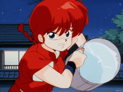 A Girl With Red Hair Holds A Bucket Of Water GIF