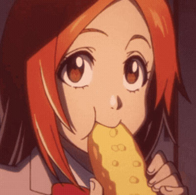 A Girl With Red Hair Is Eating A Corn On The Cob With The Number 8 On It GIF
