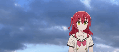 A Girl With Red Hair Is Holding A Cucumber And A Sushi Roll GIF