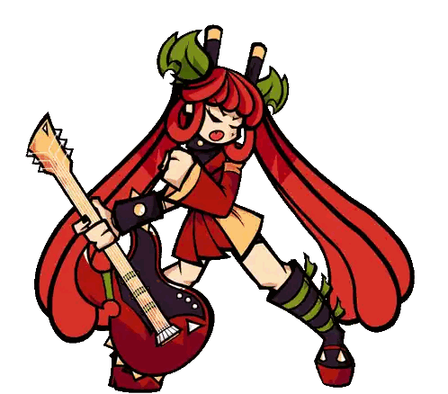 A Girl With Red Hair Is Holding A Guitar Sticker