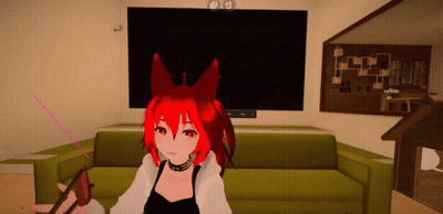A Girl With Red Hair Is Sitting On A Green Couch In Front Of A Television GIF