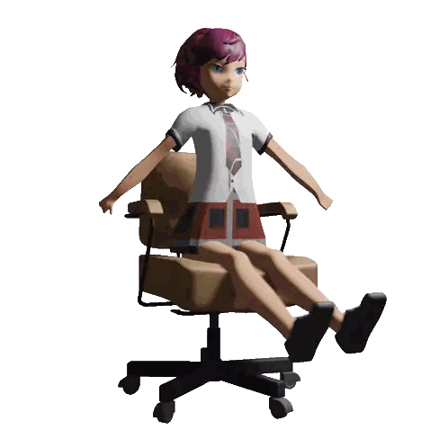 A Girl With Red Hair Is Sitting On An Office Chair Sticker
